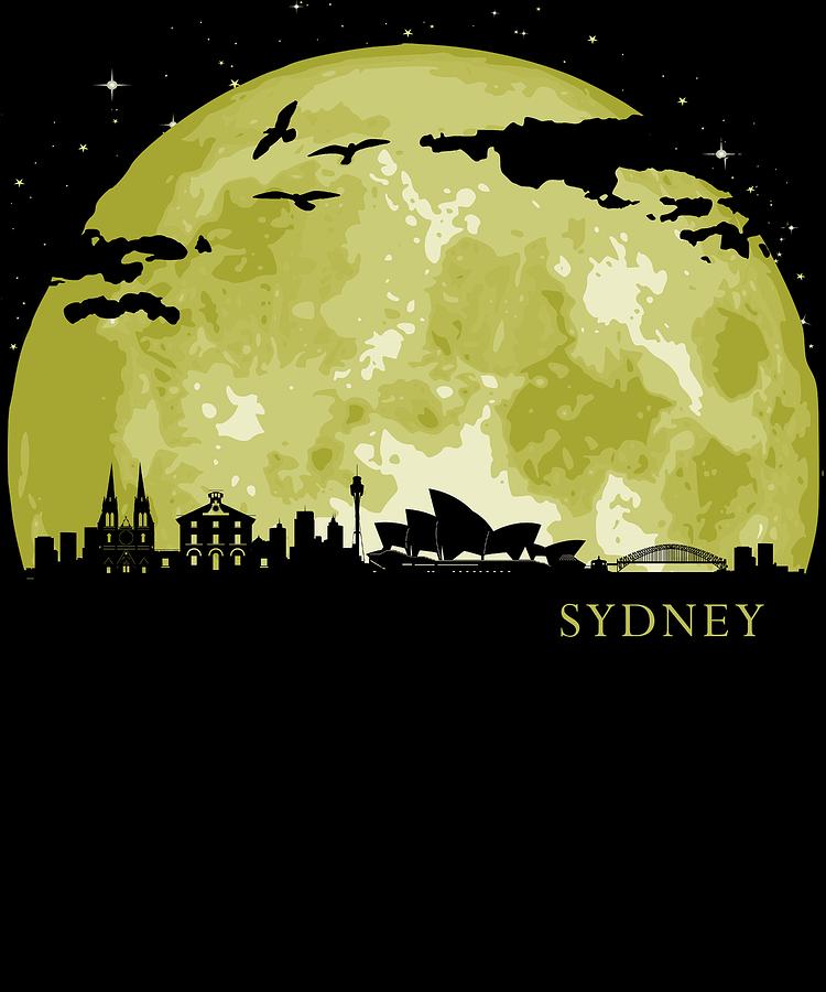 Sydney Moon Light Night Stars Skyline Digital Art By Filip Hellman