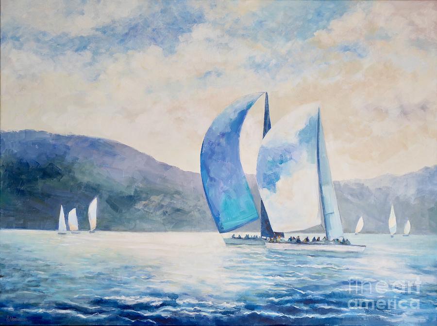 Sydney Sails II Painting by Ekaterina Mortensen