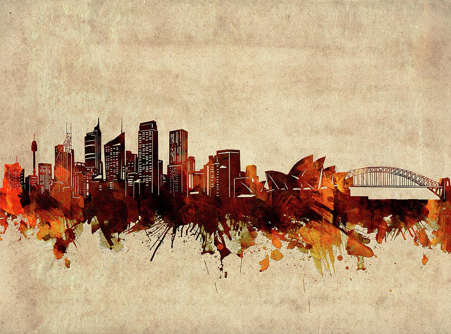 Sydney Skyline Sepia Digital Art