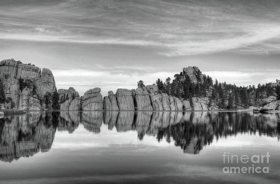 Sylvan Lake Reflections Black and White Photograph by Mel Steinhauer