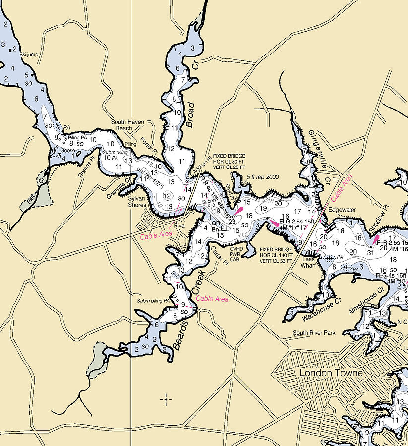 Sylvan Shores-maryland Nautical Chart Mixed Media by Sea Koast | Fine ...