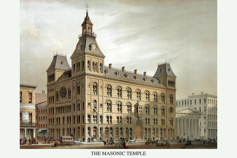 Symbols - Masonic Hall - Cincinnati, Ohio Painting by Middleton, Strobridge & Co