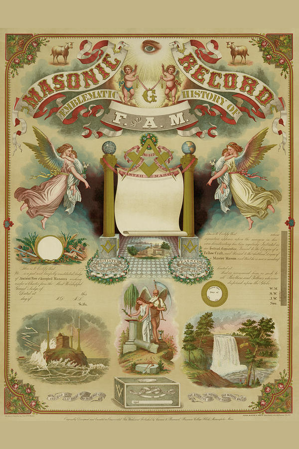 Symbols -Masonic Record Painting by E.W. Barker
