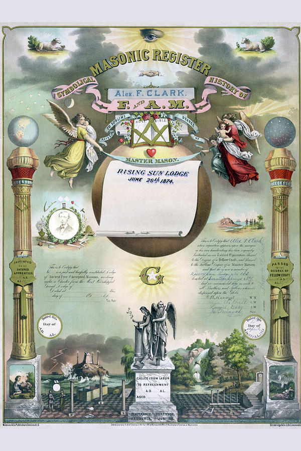 Symbols - Masonic Register Painting by Strobridge & Gerlach