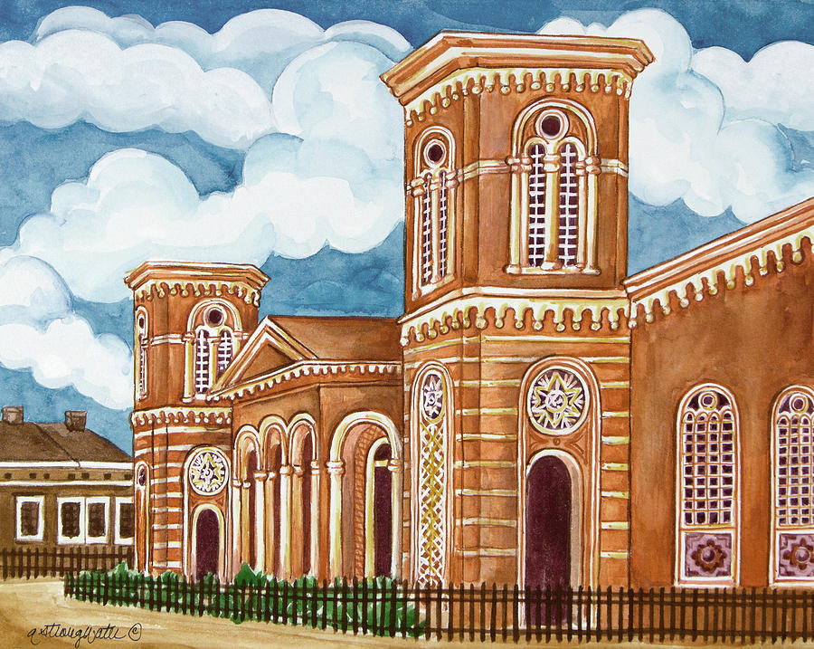 Jewish Painting - Synagogue Wiznitz Exterior by Andrea Strongwater