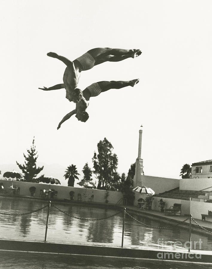 Friendship Photograph - Synchronized Divers In Mid-air by Everett Collection Friendship Photograph - Synchronized Divers In Mid-air by Everett Collection