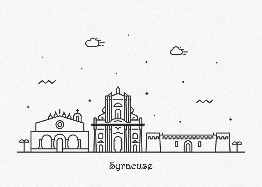 Syracuse, Sicily Cityscape Travel Poster Drawing by Inspirowl Design