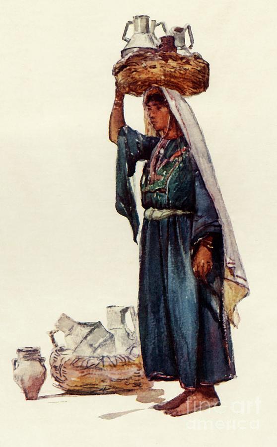 Syrian Peasant With Milk Vessels Drawing by Print Collector