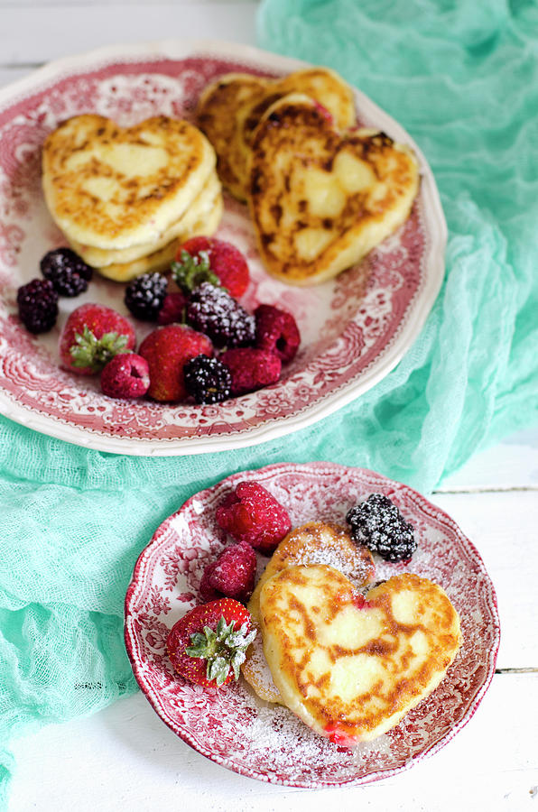 Syrniki russian Quark Pancakes With Berries Photograph by Gorobina