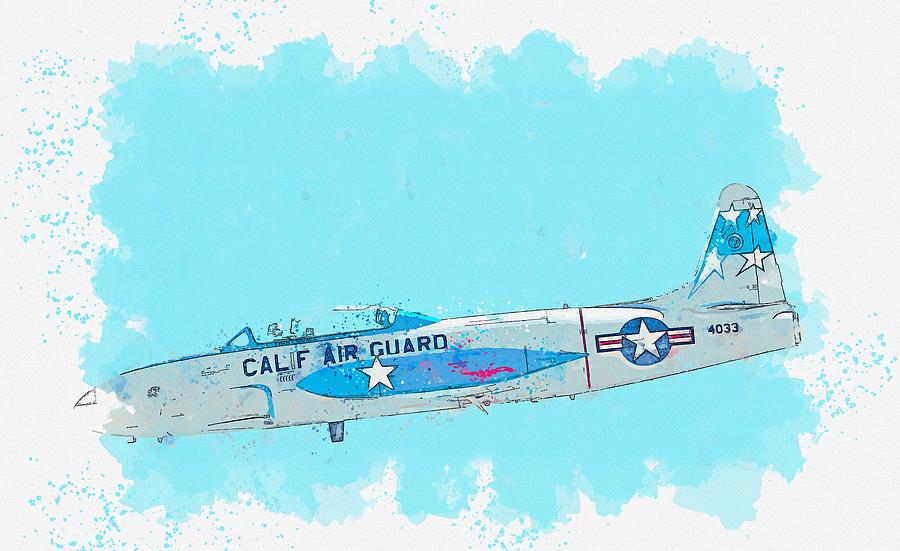T-33 Starfighter Profile watercolor by Ahmet Asar Painting by Celestial Images