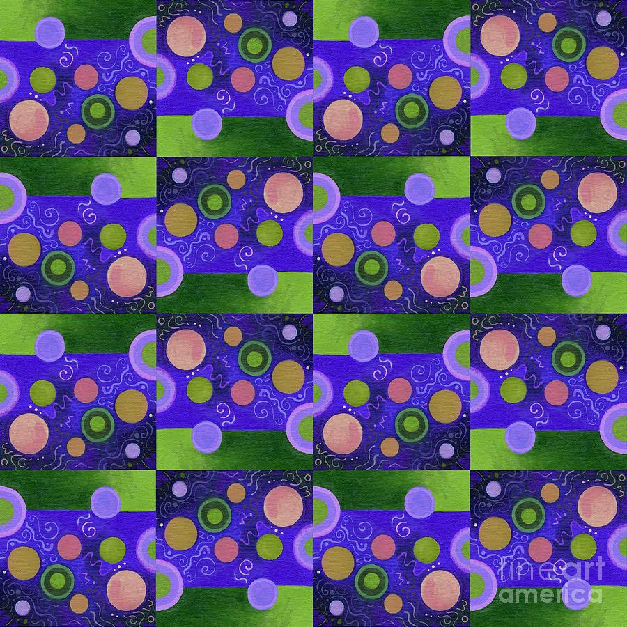 T J O D 50 Arrangement 2 in Shades of Purple and Green Mixed Media by Helena Tiainen