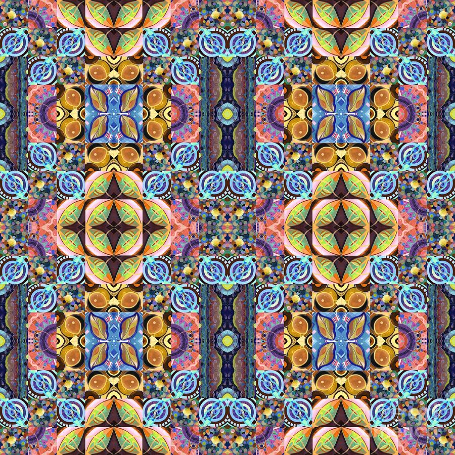 T J O D Mandala Series Puzzle 7 Arrangement 5 Multiplied Variation 2 Painting by Helena Tiainen