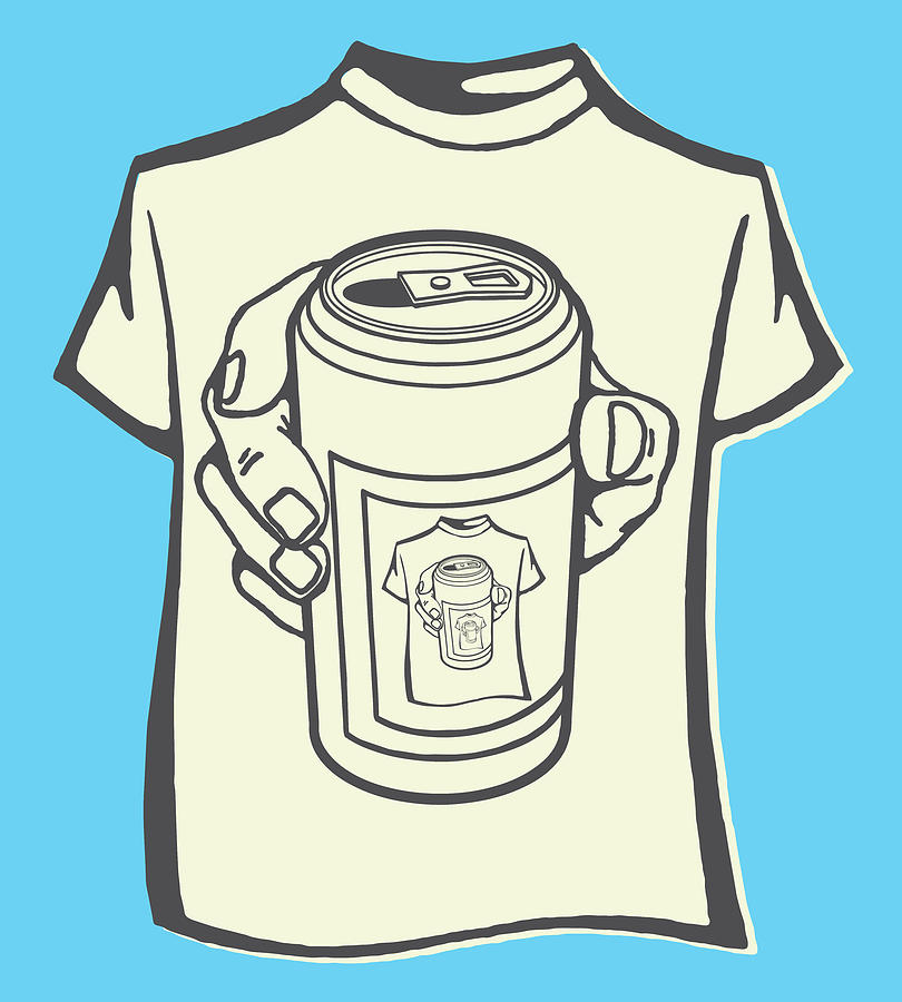 Beer Drawing - T-Shirt of Beer Can by CSA Images