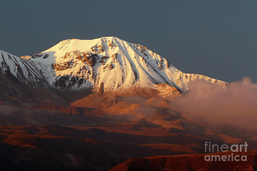 Taapaca Volcano at Golden Hour Chile Photograph by James Brunker