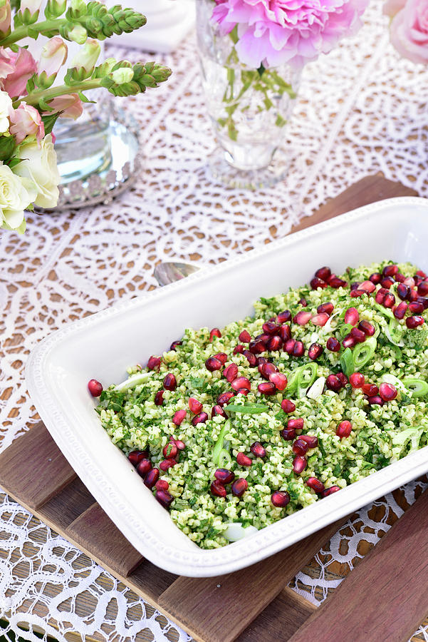 Tabbouleh With Pomegranate Seeds Photograph by Great Stock!
