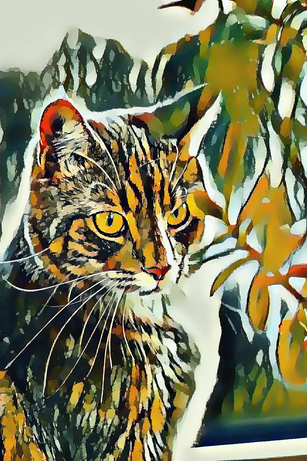 Tabby cat Painting by Jeelan Clark