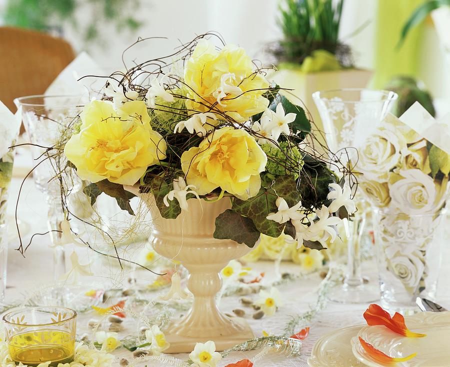 Table Decoration With Spring Flowers Photograph by Friedrich Strauss