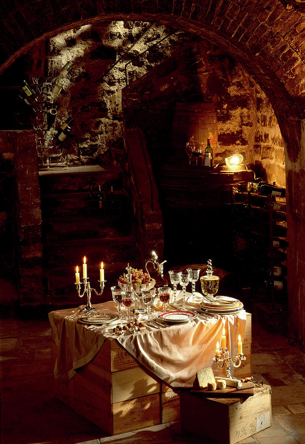 Table Dressee Dans Une Cave Set Table In Cellar Photograph By Hussenot 