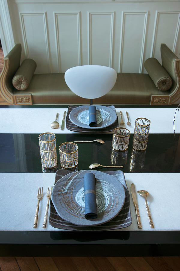 Table Elegantly Set With Gold Accessories Photograph by Christophe Madamour