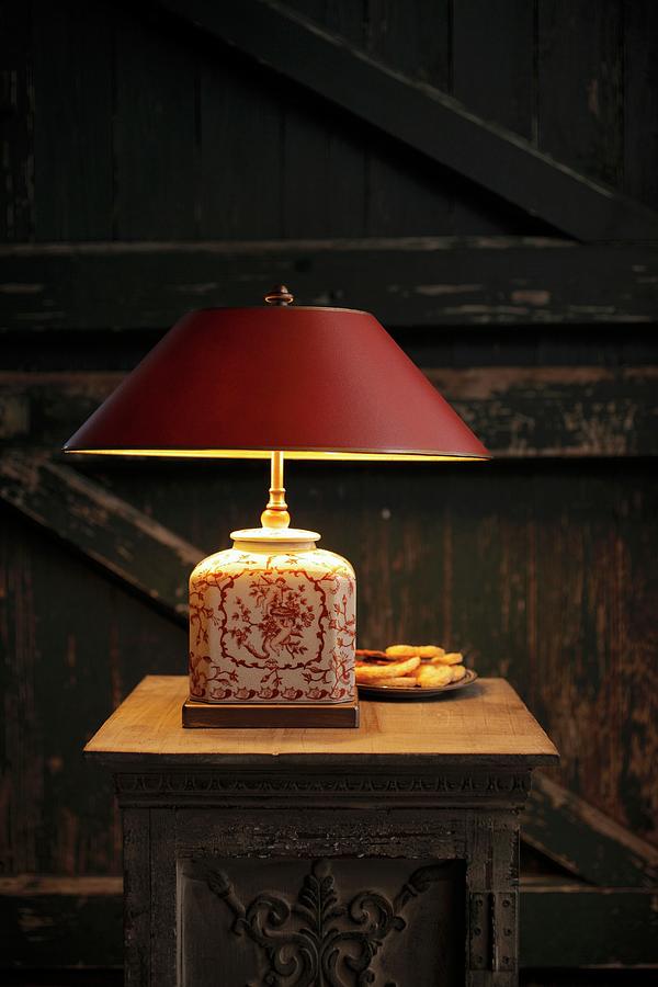 Table Lamp With Base Made From Old Vase Photograph by Bodo Mertoglu