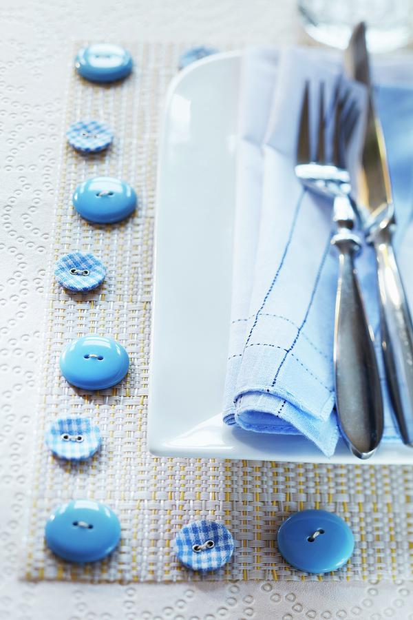 Table Mat Decorated With Buttons Photograph by Franziska Taube