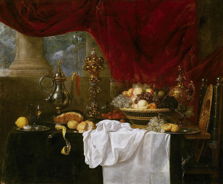 Table, Middle 17th century, Flemish School, Oil on canvas, 121 cm x 147 cm,... Painting by Andries Benedetti -c 1615-c 1669-