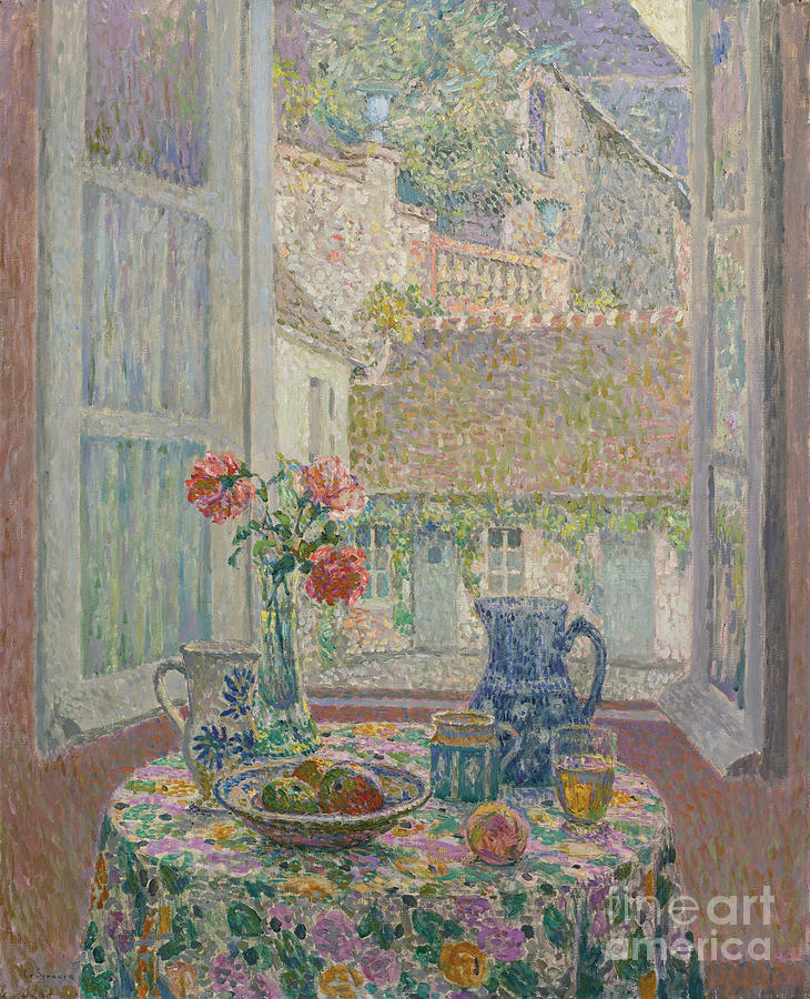 Table Overlooking The Courtyard, 1926 Drawing by Heritage Images