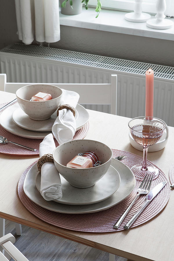 Table Set In Pastel Pink Shades Photograph by Hej.hem Interior