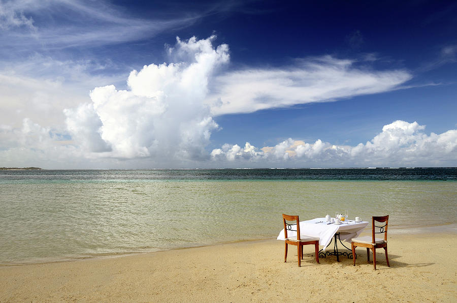 Table Setting On Beach, Mauritius Digital Art by Colin Dutton