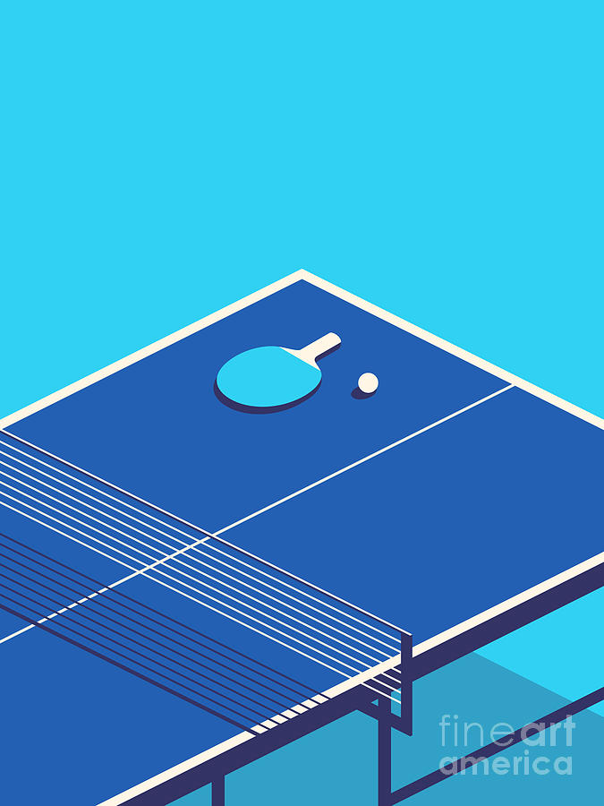 Tennis Digital Art - Table Tennis Table Isometric - Cyan by Organic Synthesis
