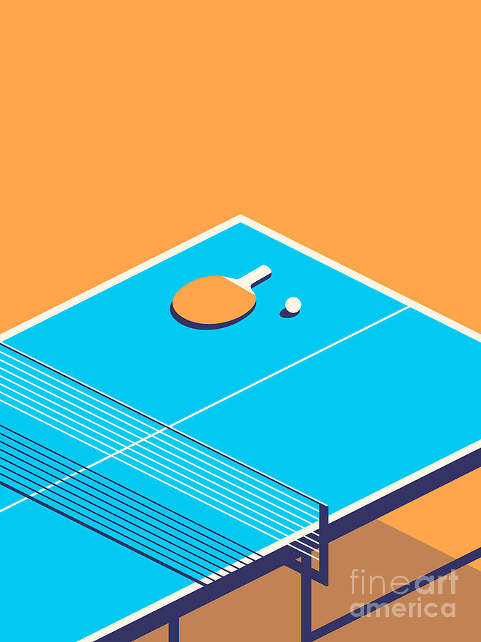 Tennis Digital Art - Table Tennis Table Isometric - Orange by Organic Synthesis