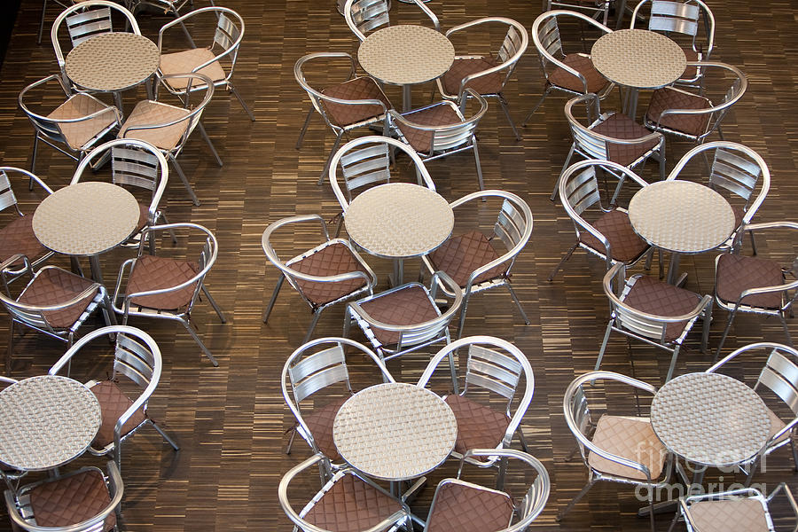 Blackboard Photograph - Tables And Chairs In A Restaurant by Danielw Blackboard Photograph - Tables And Chairs In A Restaurant by Danielw