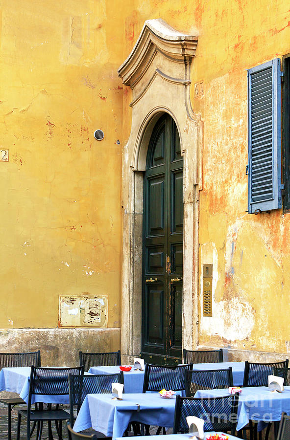 Tables by the Wall in Rome Photograph by John Rizzuto