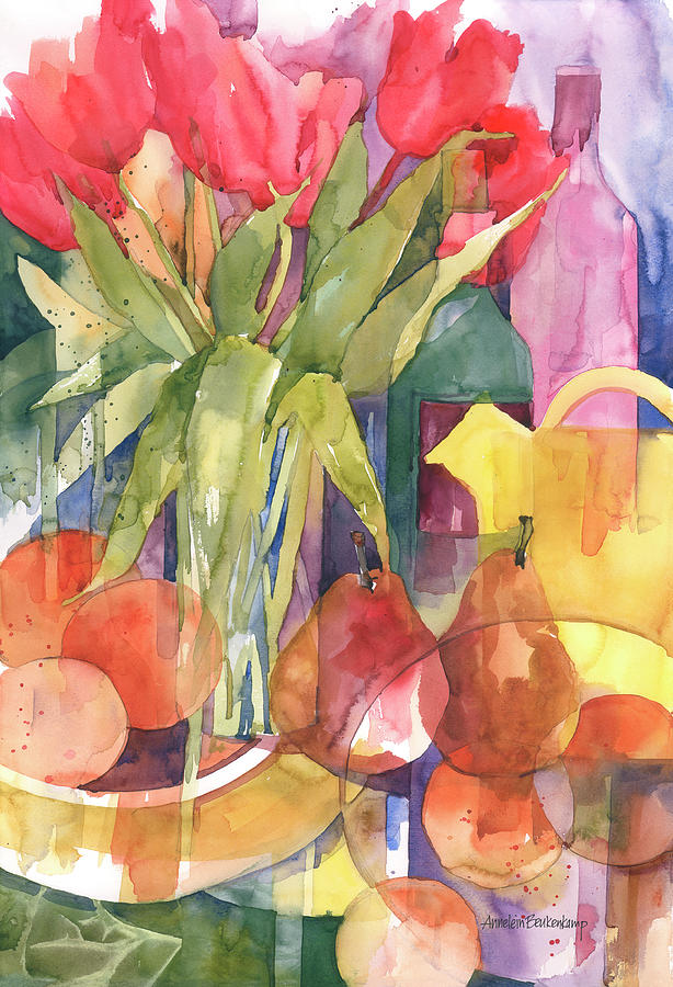 Still Life Painting - Tabletop Tulips by Annelein Beukenkamp