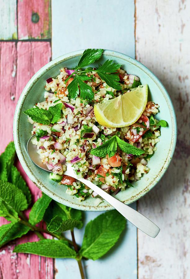 Tabouleh With Fresh Mint, Parsley And Lemon Photograph by Jonathan Short