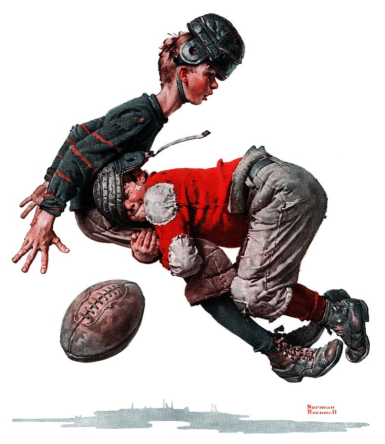 Boys Drawing - Tackled by Norman Rockwell