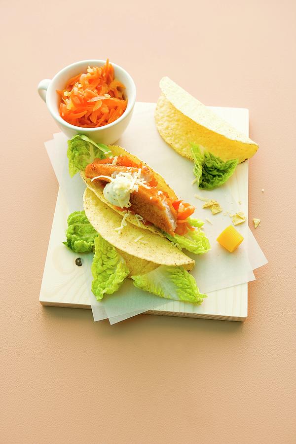 Fish Photograph - Taco Shells With Fish Fingers by Michael Wissing