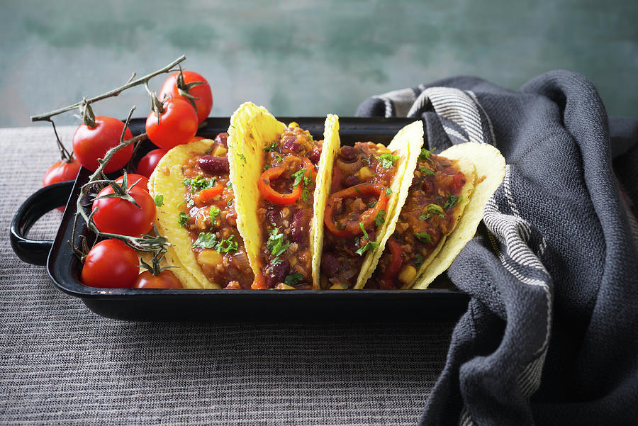 Taco Shells With Vegan Chilli Photograph by Kati Neudert