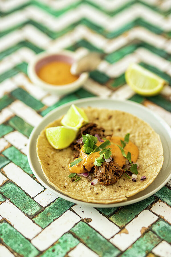 Taco With Pulled Beef And Chipotle Mayonnaise mexico Photograph by Jan ...