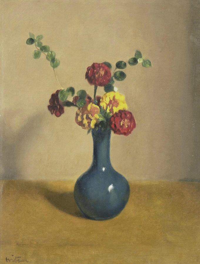 Tagetes in a Blue Vase Painting by Willem Witsen