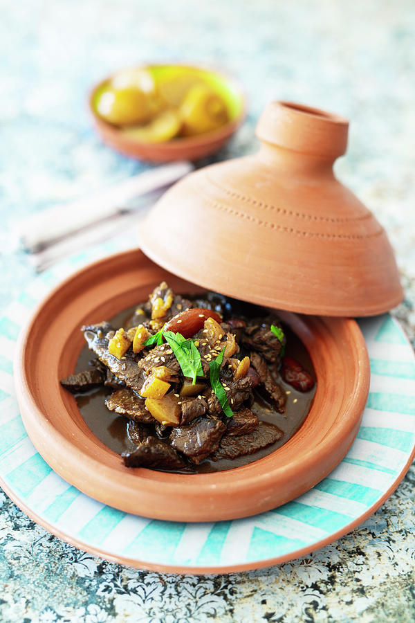 Tagine With Beef, Dates And Salted Lemons morocco Photograph by Jan Wischnewski