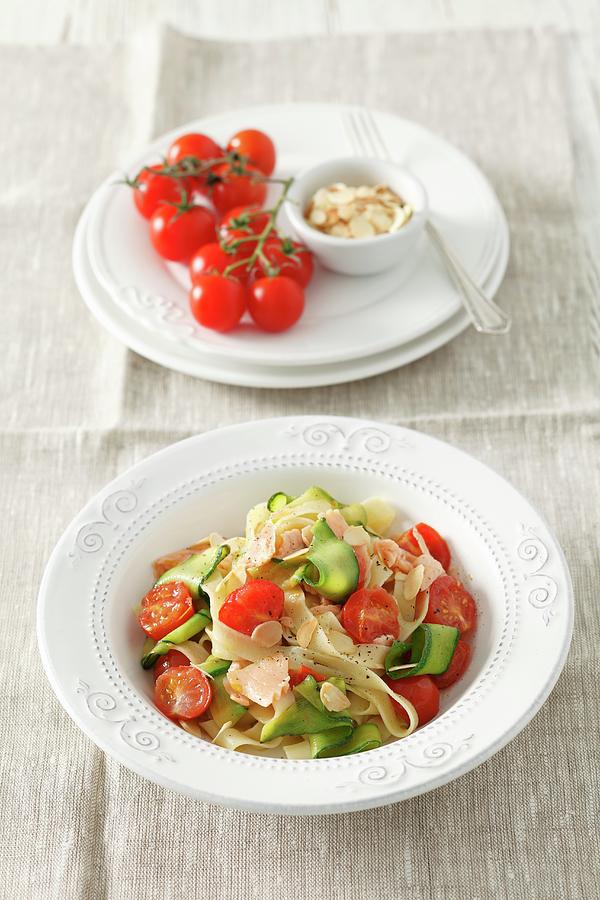 Tagliatelle With Salmon And Vegetables Photograph by Castilho, Rua