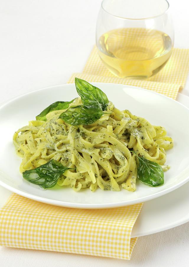 Tagliolini With Basil Sauce Photograph by Franco Pizzochero