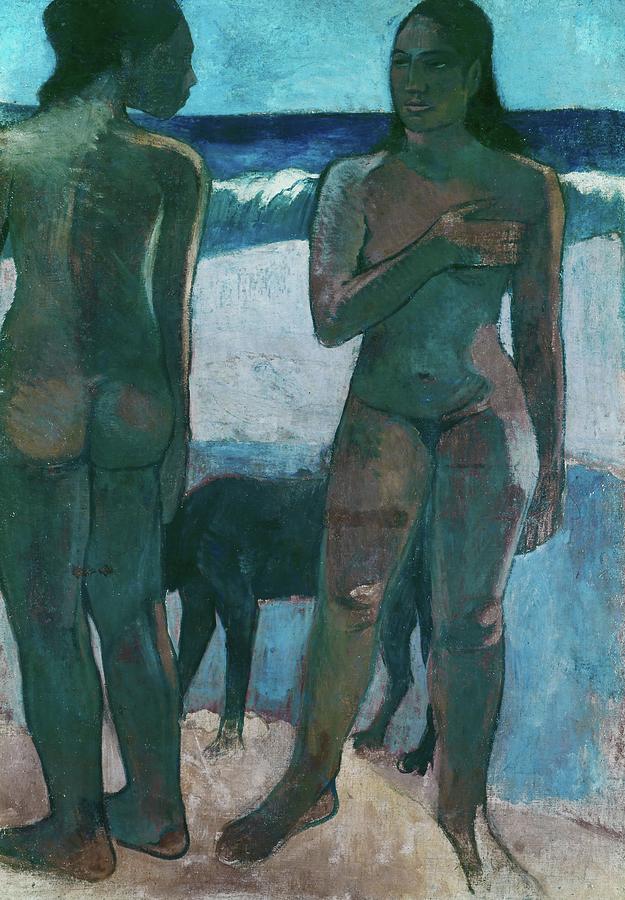 Tahitian girls on the beach. Canvas. Painting by Eugene Henri Paul Gauguin -1848-1903-