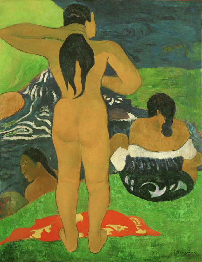 Tahitiennes sur la plage-Tahitian women on the beach,1892. Canvas,110 x 89,5 cm Inv.1975.1.179. Painting by Eugene Henri Paul Gauguin -1848-1903-