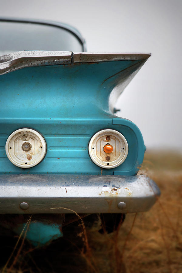 Tailfin Of Car In Junkyard, Close-up Photograph by David Sacks