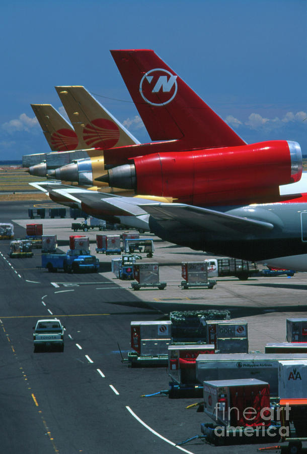 Tails Of Parked Dc-10 Airliners At Vancouver Photograph by David Nunuk/science Photo Library