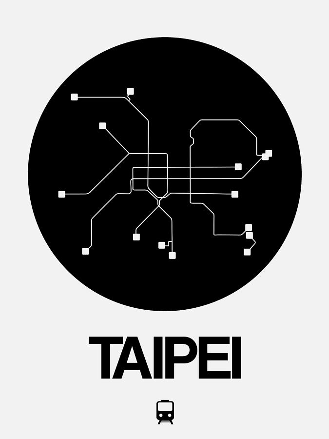Map Digital Art - Taipei Black Subway Map by Naxart Studio