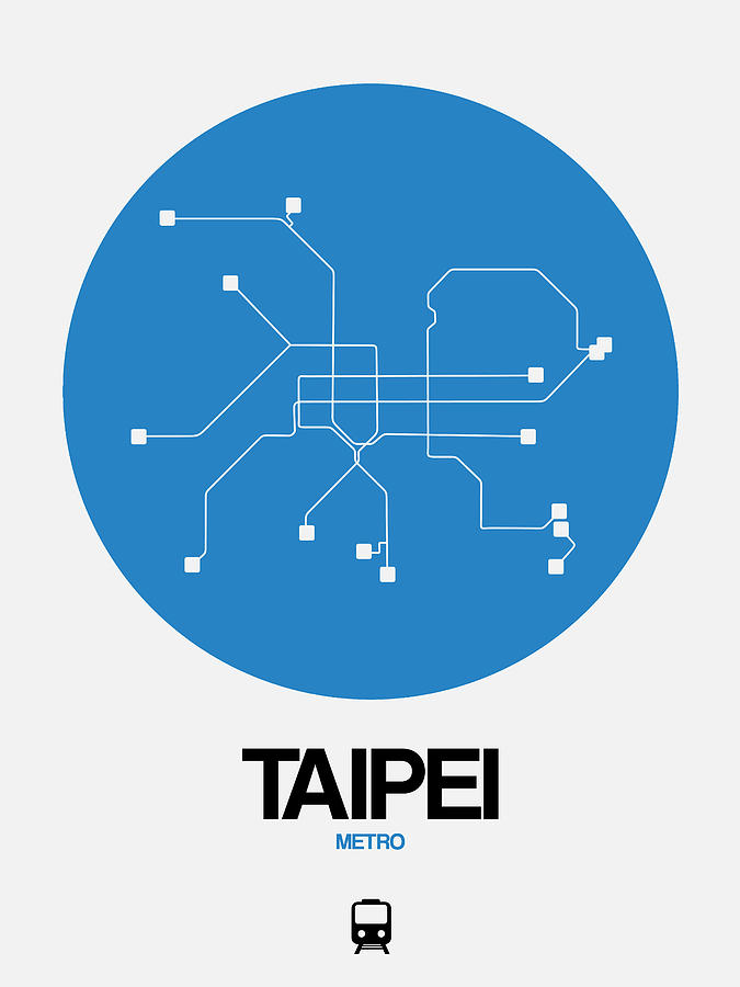 Map Digital Art - Taipei Blue Subway Map by Naxart Studio