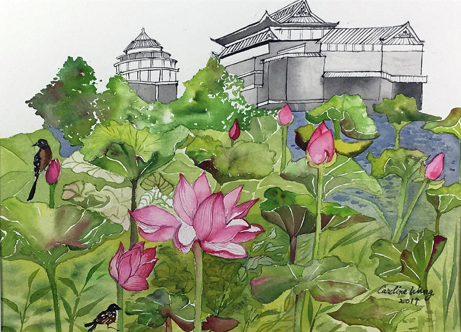 Landscape Painting - Taipei Botanical Garden by Caroline Wang